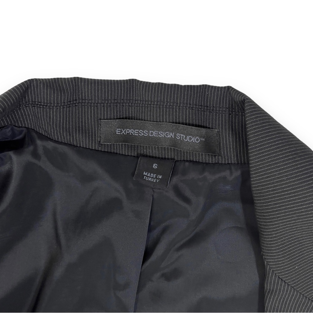 Express Design Studio Blazer One-Button Black Pin… - image 8